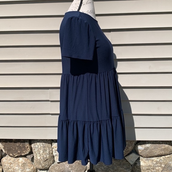Nik AND NASH Short Sleeve Ruffled Babydoll Dress - Navy - Picture 9 of 15